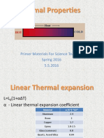 Thermal Properties: Primer Materials For Science Teaching Spring 2016 5.5.2016