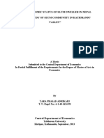 Socio Economic Status of Slum Dweller in Nepal "A Case Study of Slum Community in Kathmandu Valley"