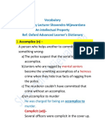 Vocabulary Prepared by Lecturer Shavendra Wijewardana An Intellectual Property Ref: Oxford Advanced Learner's Dictionary