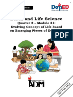 Earth and Life Science: Quarter 2 - Module 21: Evolving Concept of Life Based On Emerging Pieces of Evidence