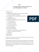 Topic 2 General Theories of Foreign Language Learning and Acquisition. The Concept of Interlanguage. Error Treatment