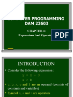 Computer Programming DAM 23603: Expressions and Operators