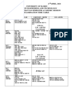 Fet - Harmattan Semester Examination Timetable 2021-22 PDF