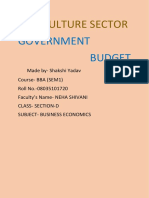 Budget Report On Agriculture Sector