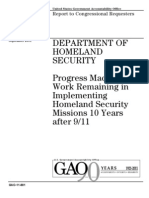 Progress Made and Work Remaining in Implementing Homeland Security Missions 10 Years After 9/11