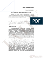 TC Declara Fundado Amparo Electoral Contra JNE Por Excluir Aplicación Del Derecho A La Igualdad en Proceso de Vacancia