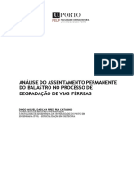 Análise Do Assentamento Permanente Do Balastro No Processo de Degradação de Vias Férreas