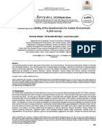 Reliability and Validity of The Questionnaire For Autism Environment - A Pilot Study