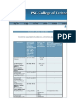 Tentative Calendar of Academic Activities 2011-2012