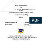 Research Report Study of Tax Saving Schemes in Mutual Funds (Submitted in The Partial Fulfillment of The Requirements For MBA) 2021-23