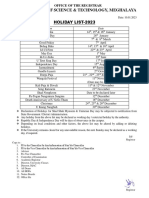 Holiday List 2023 PDF