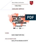 Analisis Critico - Libro Integridad en Las Politicas Publicas - Sevilla Borja Janeth Abigail PDF