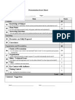 Presentation Score Sheet