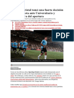 Sporting Cristal Tomó Una Fuerte Decisión Tras La Derrota Ante Universitario y Quedar Fuera Del Apertura