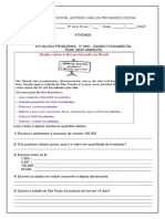 Atividade 5º Ano Nível I Meio Ambiente.