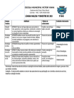 Planejamento de Lingua Inglesa 9 Ano 1 Bimestre de 2023