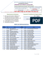 Admission Test Results, Spring 2022: Requirements of Admission Payment (1 Installment For Regular Batch)