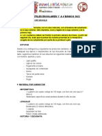 Lista de Útiles Escolares 1° A 4°básico 2022