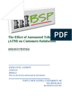 The Effects of Automated Teller Machine (ATM) On Customer Satisfaction: Research Proposal.