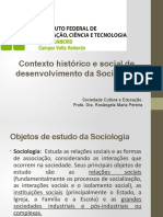 Contexto Historico e Social de Desenvolvimento Da Sociologia