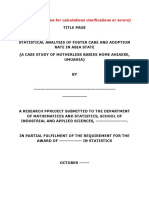 Statistical Analysis of Foster Care and Adoption Rate in Abia State