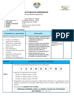 ACTIVIDAD DE APRENDIZAJE Comparamos Numeros 14 de Abril