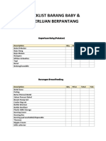 Checklist Barang Baby & Keperluan Berpantang