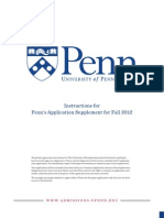 Instructions For Penn's Application Supplement For Fall 2012