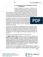 Autorización Recopilación Uso y Tratamiento de Datos Personales