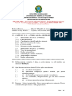 Atividade N. 06 - Dis. 11 Questões Geol. Minerais Rochas