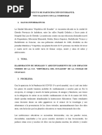 PROYECTO DE PARTICIPACIÓN ESTUDIANTIL 2021-2022 Vinculacion Con La Comunidad