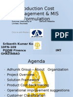 Production Cost Management & MIS Formulation