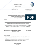 Etude Bactériologique Et Epidémiologique Des Bactéries Multirésistantes Au Niveau Du Service de Réanimation de L'hôpital Militaire Régionale Universitaire de Constantine (HMRUC)