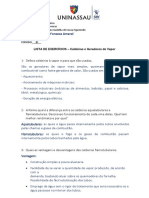 Lista de Exercícios - Caldeiras - 1