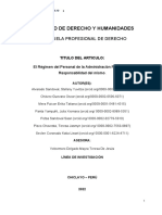 Segundo Avance - El Régimen Del Personal de La Administración Pública y La Responsabilidad Del Mismo