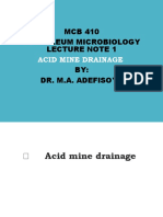 Petroleum Microbiology Lecture 1 Acid Mine Drainage (AMD)