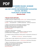 Sem - VI Cost Control and Management Accounting Question Bank Updated ACC LBN