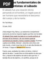 Creencias Fundamentales de Los Adventistas: El Sábado - Noticias - Adventistas