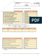 Ficha de Revisões - 1 - 8º Ano - Orações Funções Sintáticas e Pronominalização