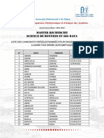 Liste Des Candidats Préselectionnés ORAL SDBD