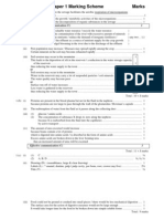 2001 Biology Paper I Marking Scheme