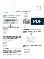 Avaliação de Matemática 5 Ano 2023