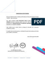 Constancia de Estudios: 73698144, Durante El Semestre 2020-2 Cursó El II Ciclo de La Carrera Técnico