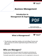 Introduction To Management and Organization