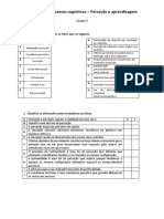 Ficha - Processos Cognitivos - Perceção e Aprendizagem