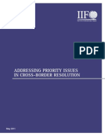 IIF Addressing Priority Issues in Cross Border Resolution May 2011