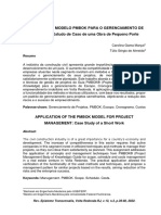 Aplicação Do Modelo Pmbok para O Gerenciamento de PROJETOS: Estudo de Caso de Uma Obra de Pequeno Porte