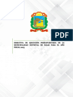 Directiva de Ejecución Presupuestaria de La Municipalidad Distrital de Salas para El Año FISCAL 2023