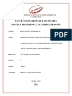 Colegios Profesionales Como Impulsador Del Fortalecimiento de La Profesión Del Administrador en El Contexto Del Campo Profesional