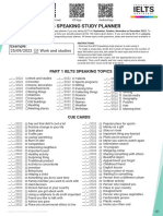 IELTS Speaking Study Planner September December 2022